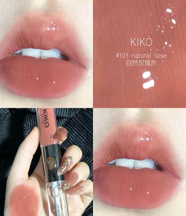 Kiko Double-Headed Lip Lacquer Milk Tea Color Lipstick 103 Glass Doodle Lip Gloss Women's Transparent Nude Color Mirror Surface Kiki Genuine